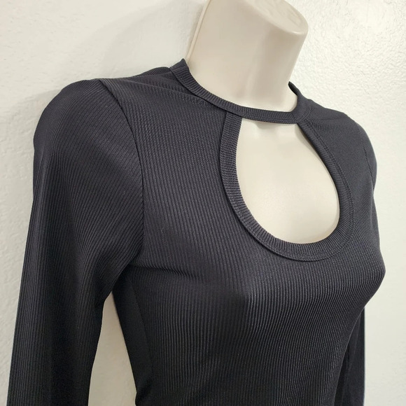 NASTY GAL Black Keyhole Neck Ribbed Bodysuit Size 1 NWT - Picture 5 of 10